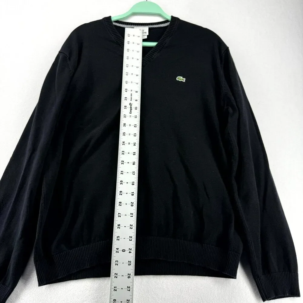 Lacoste VNeck Long Sleeve Light Weight Sweater Mens Size 6 XL‎ 100% Cotton